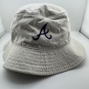 American Needle Atlanta Braves Bucket Hat Unisex L/XL Khaki Good MLB Sportswear